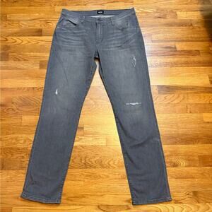 Hudson Blake Mens 36 Charcoal Gray Distressed Straight Leg Stretch Jeans Denim